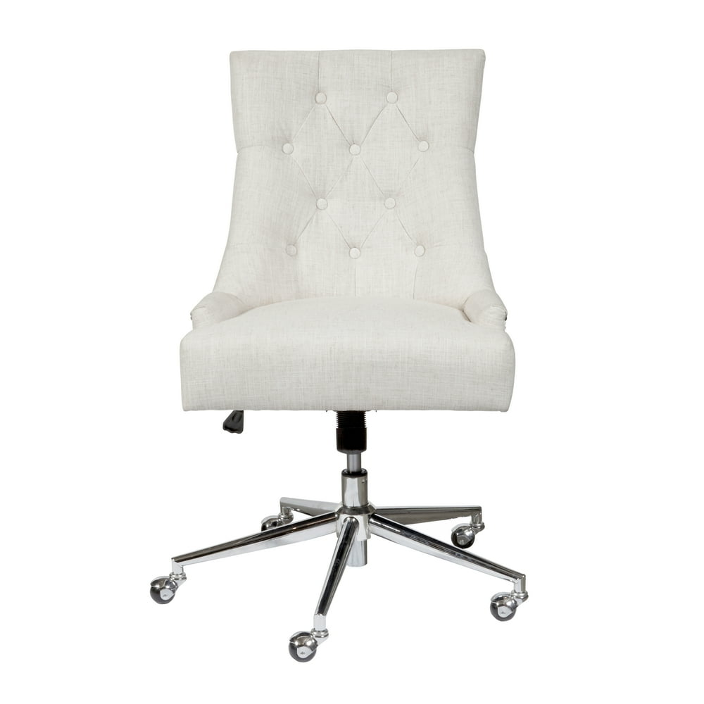 Button Tufted Adjustable Upholstered Office Chair in Beige Walmart