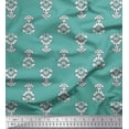 thumbnail image 1 of Soimoi Poly Georgette Fabric Leaves & Floral Block Print Fabric by The Yard 42 Inch Wide, 1 of 3