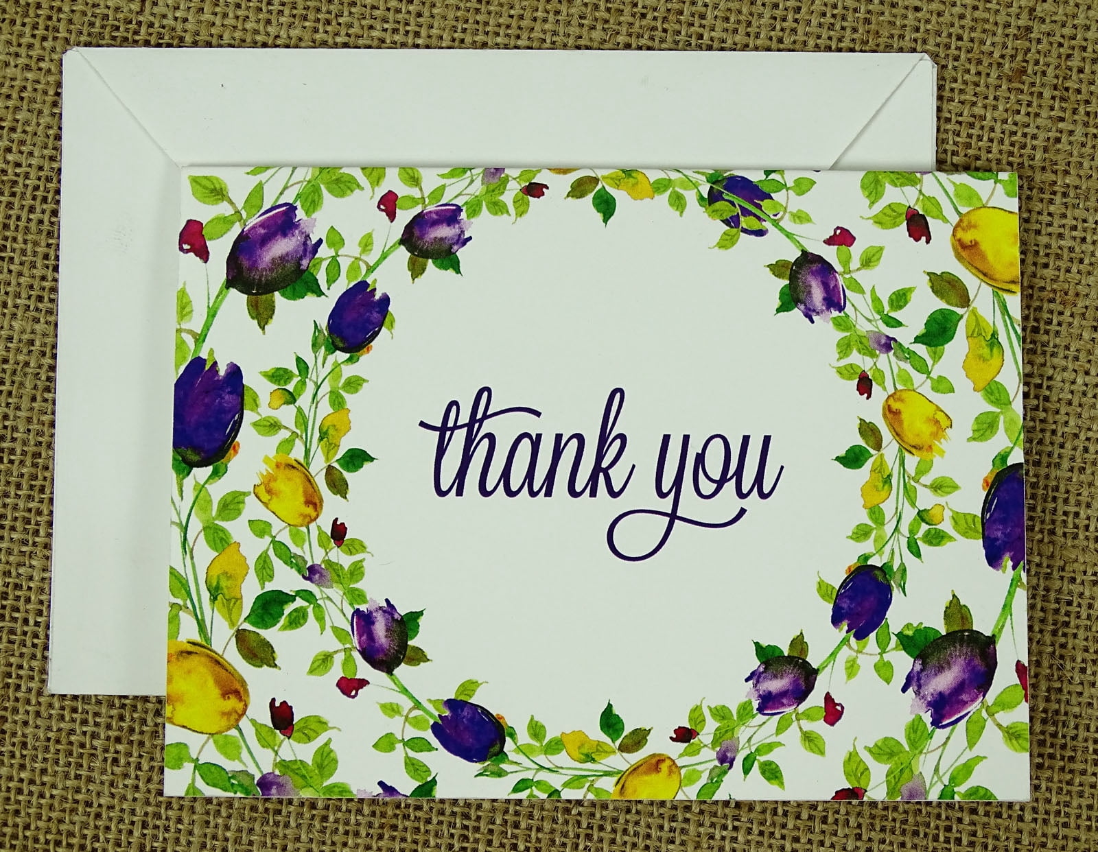 Darling Souvenir Pack Of 100 Pcs Floral Wedding Thank You Greeting Cards With White Envelopes
