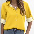 thumbnail image 2 of Eashery Womens Button Down Shirt Lapel Neck Holiday Vest Linen Button Down Yellow XL, 2 of 5