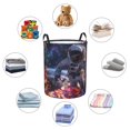 thumbnail image 4 of Balery Astronaut In Cosmic Garden Cesta de ropa redonda con asas, impermeable, independiente, para ropa, juguetes, dormitorio y familia-Small, 4 of 6