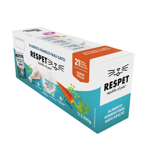 Alimento para gato Respet paquete de 21 sobres Pollo y Vegetales de 100 gr&nbsp;
