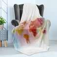 thumbnail image 4 of World Map Soft Flannel Fleece Blanket, Watercolor Map of the World with Vibrant Color Scheme Abstract Division of Earth, Cozy Plush for Indoor and Outdoor Use, 60" x 80", Multicolor, by Ambesonne, 4 of 5
