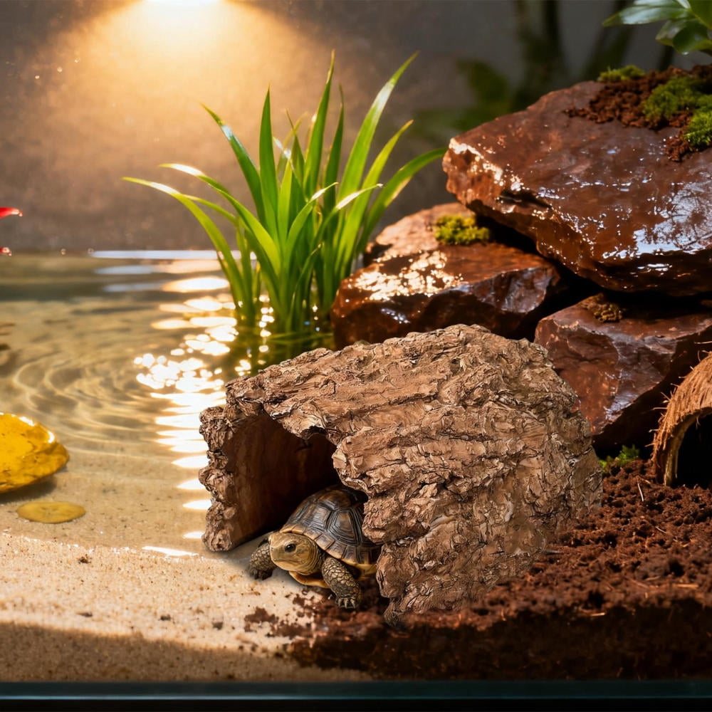 Ksruee Toad House Resin Cave Shelter Tortoise Shelter for Bearded Dragon Leopard Turtle Frog Geckos Reptiles Amphibians Aquarium Tank everybody