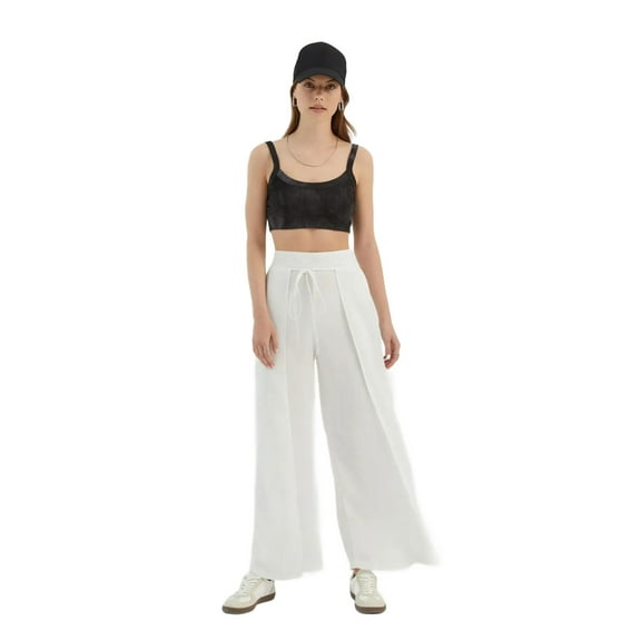 High Waist Straight Leg Trousers with a Front Tie