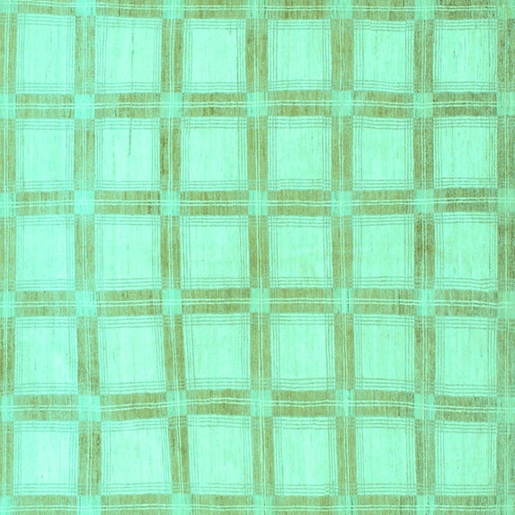 Ahgly Company Indoor Square Checkered Turquoise Blue Modern Area Rugs, 7' Square