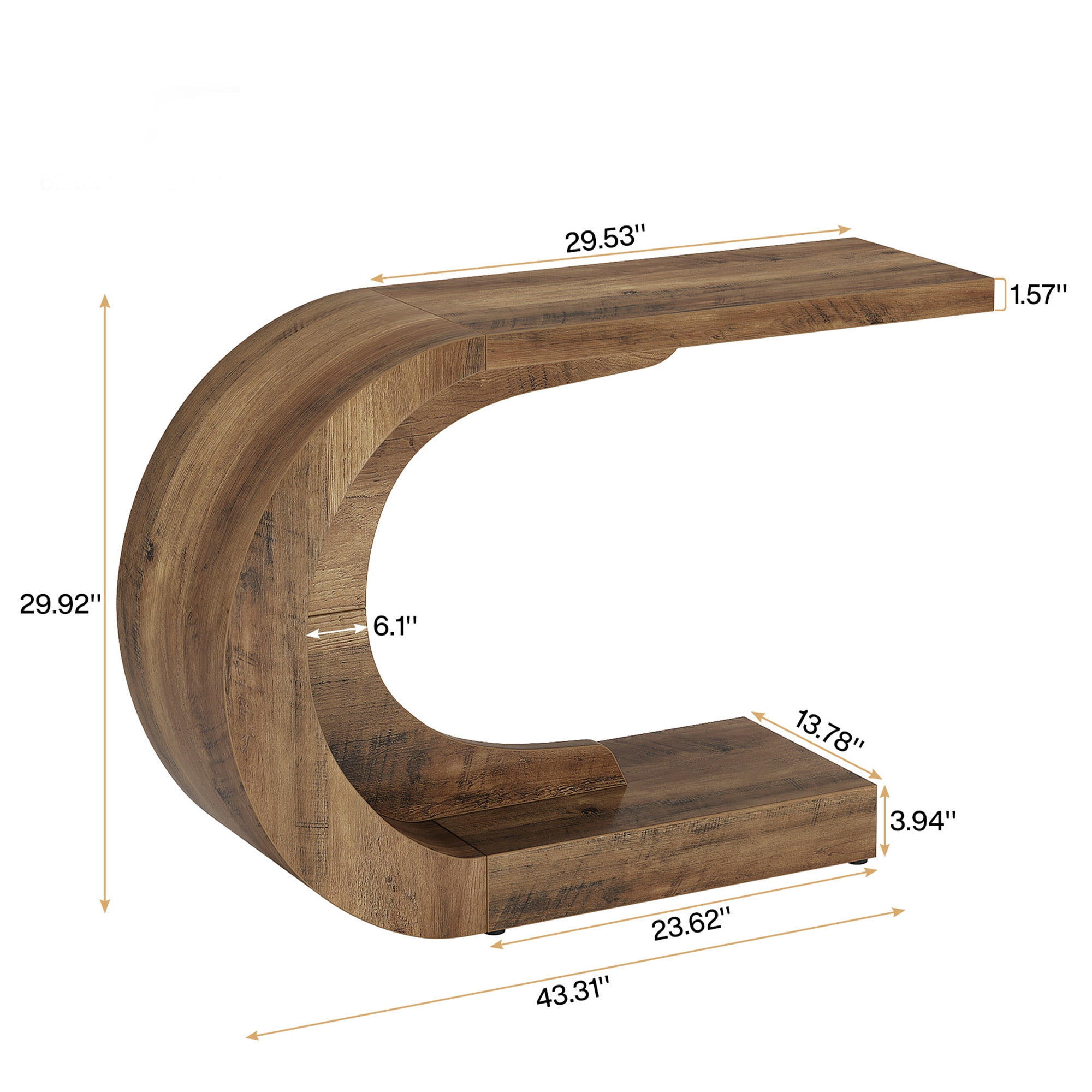 MAYEERTY 2-Tier Round Edge End Table with Open Shelf, Easy Assembly Labeled Parts Table