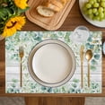 thumbnail image 4 of Green Placemats Set of 6, Eucalyptus Leaves Placemats for Dining Table, Place Mats for Kitchen Tabletop, Waterproof Wipeable Dining Table Mats Set, 4 of 9