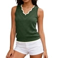 thumbnail image 3 of Hesxuno Women Casual Lounge Tank Tops Slim Fit Knitting Cotton Sleeveless Tops Scalloped V-Neck Tanks Comfortable Daily Wear Summer Tee Tank Army Green, 3 of 7