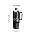 thumbnail image 4 of Vaso de agua de acero inoxidable aislado con asa | Matraz de vacío de hielo Twin Drink para viajes y oficina | Gran capacidad | Consumo directo o de paja | Filtro de té | 27x7cm | Café Rosa Negro, 4 of 7