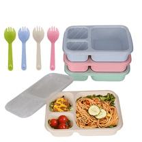 Bento Box - 4 Pack,3-Compartments Meal Prep Containers, Adult Lunch Box,Reusable Food Storage Snack Containers - Stackable for Work, and Travel (1000ml 3 Cells)