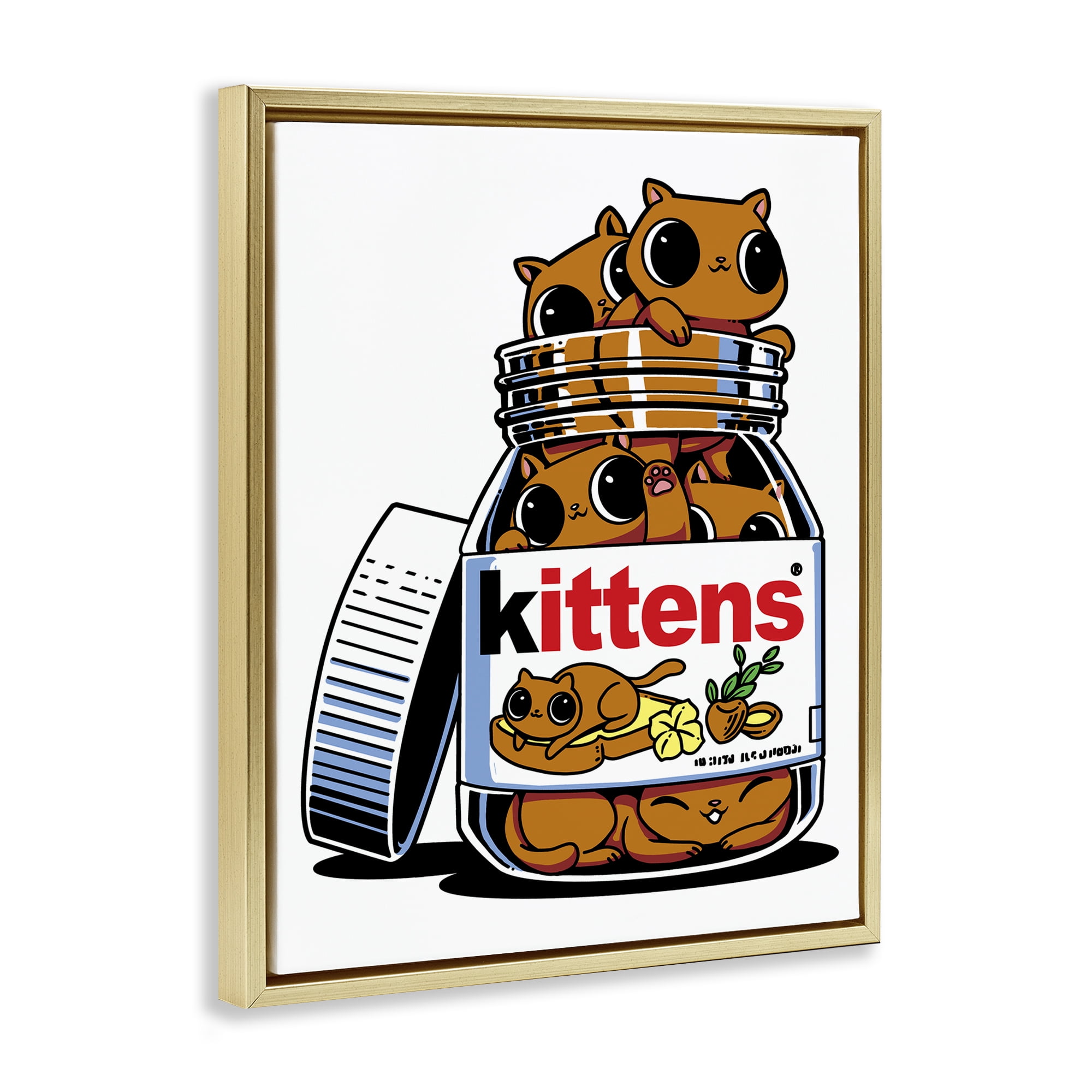 Stupell Industries Hazelnut Spread Cats Gold Framed Floater Canvas Wall Art, design by Tobe Fonseca