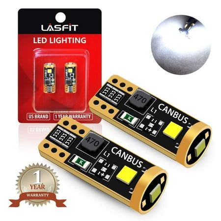 Xl Xenon White Bulb - LASFIT 194 168 T10 192 2825 W5W LED Bulb Canbus Error Free, Non-Polarity 400LM 6000K Extremely Bright for Dome Map Courtesy Door License Plate Trunk Cargo Lights, Xenon White (Pack of 2)