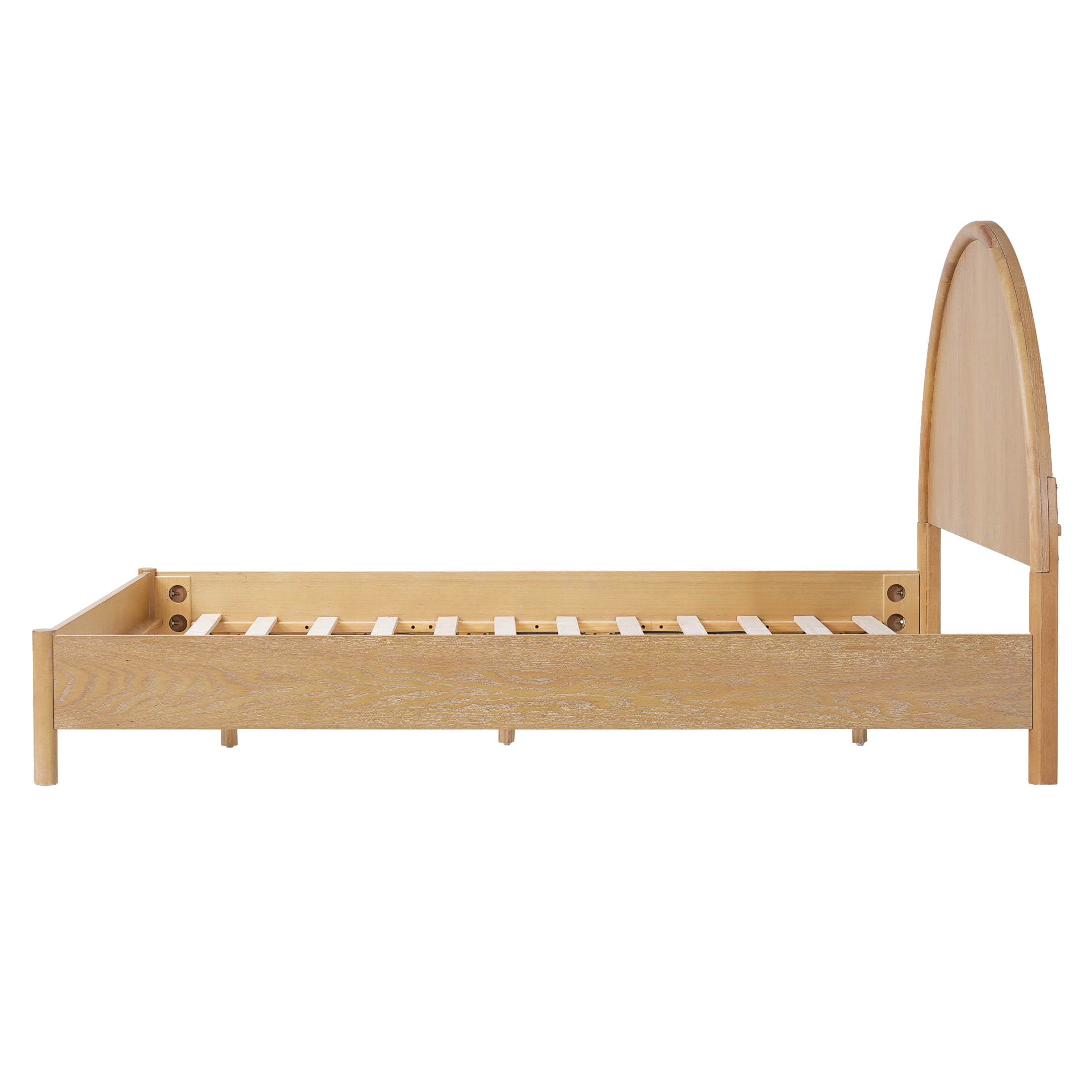 Christopher Knight Home Queen Platform Bed Frame with Arched Headboard, Rubberwood, Natural