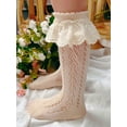 thumbnail image 5 of Seyurigaoka Toddler Kids Girls Princess Stockings with Lace Flower Knee High Tight Mesh Ruffle Fishnet Socks Infant Clothing Accessory, 5 of 6