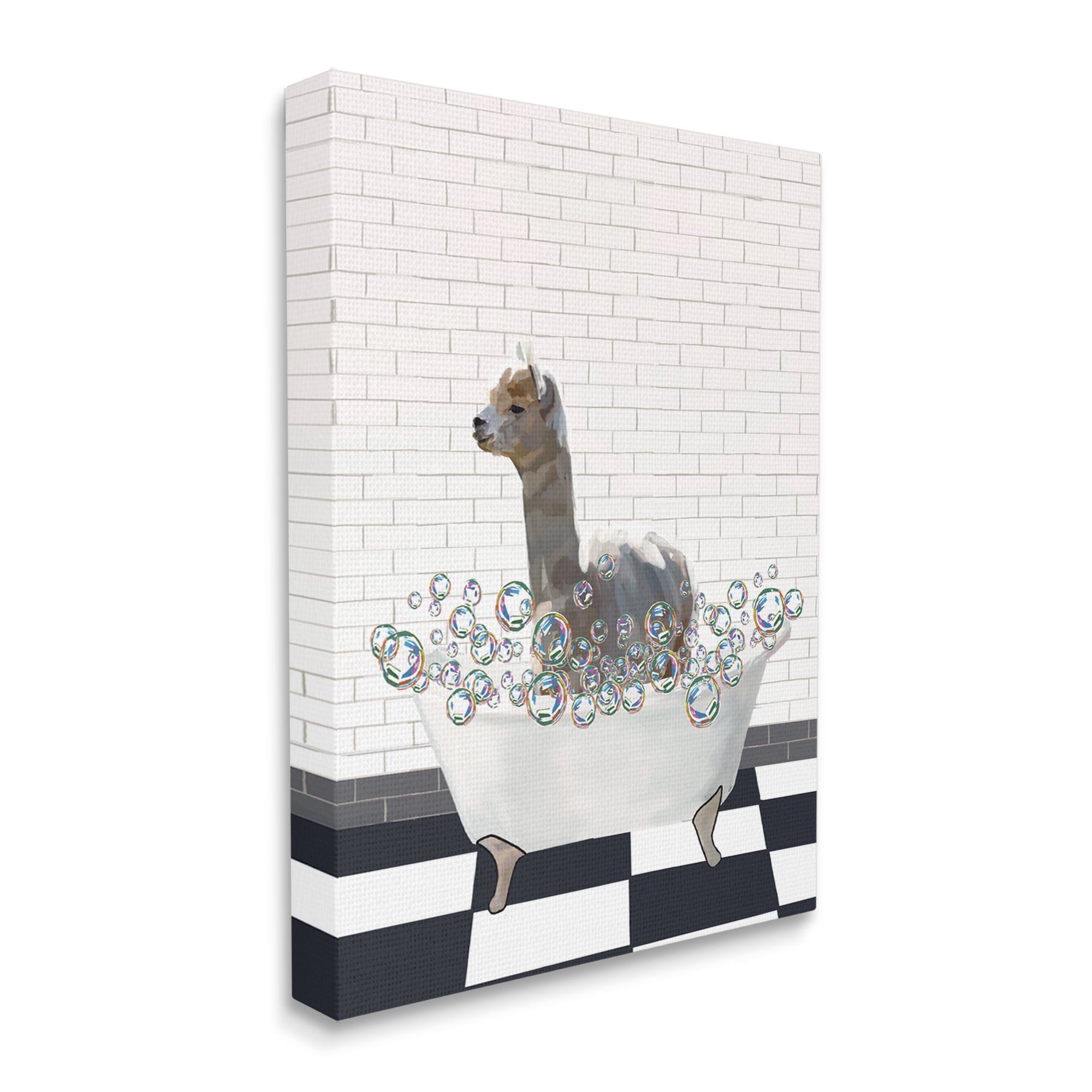 Stupell Industries Llama in Bathtub Animals & Insects Painting Gallery Wrapped Canvas Print Wall Art, 36 x 48