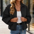 thumbnail image 6 of Xinoom Women Zip Up Cropped Bomber Jacket, Point Collar Long Sleeve Balloon Cuffs Loose Casual Outer Coat, Lightweight Streetwear Outerwear Black,L, 6 of 7