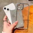 thumbnail image 3 of Compatible for iPhone 14 Luxury Glitter Plating Clear Case, Cute Bling Sparkly Shiny Case for Women Girls Soft TPU Shockproof Camera Protective Back Cover Electroplated Case - Silver, 3 of 11