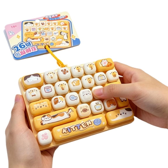 26-Key Keyboard Fidget Toy, Keyboard Fidget Keychain, Clicky, Creamy & Silent Stress Relief Gift, Quiet Fidgets Toys for Adults, Boost Focus & Calm Anxiety at Work, Travel