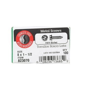 Hillman 823070 8 x 1.5 in. Hex Head Sheet Metal Screws  Stainless Steel - Box of 100