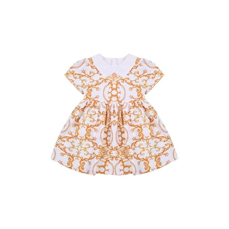 

One opening Kids Baby Girls Short Sleeve Doll Collar Fashion Dress