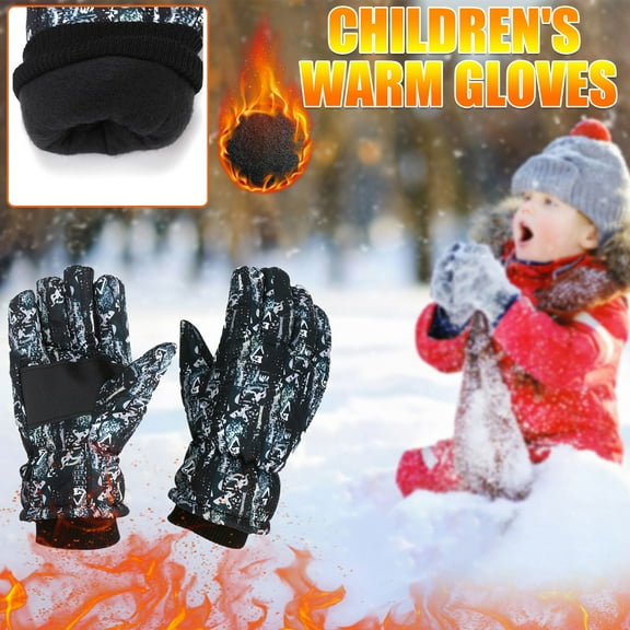 Luxalzxs Kids Ski Gloves, Waterproof Winter Snow Gloves for Kids, Warm Snowboard Gloves for Boys Girls Children Skiing Cycling Mittens (7-12 Years)