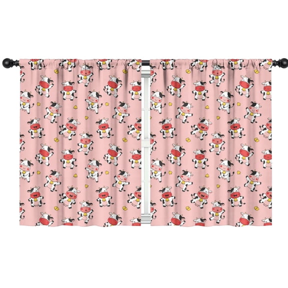 Blackout Kids Curtains,Pink Cow Bell Pattern Childrens Insulated Curtains Set Of 2,Bedroom Essentials,Toddler Room Decor 42x54in(106x137cm)