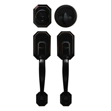 Stove Black Door Handle (Constructor Cerberus Entry Door Lock Lever Handle Set with Deadbolt Single Cylinder Oil Rubbed Bronze)