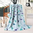 thumbnail image 2 of LightBlue Dinosaurs Stars Moons Pattern Blanket,Comfortable Soft Lamb Wool Throw Blanket,All Season,Warm Lightweight Blankets for Sofa Bed Couch Living Room Chair,50"x60", 2 of 4