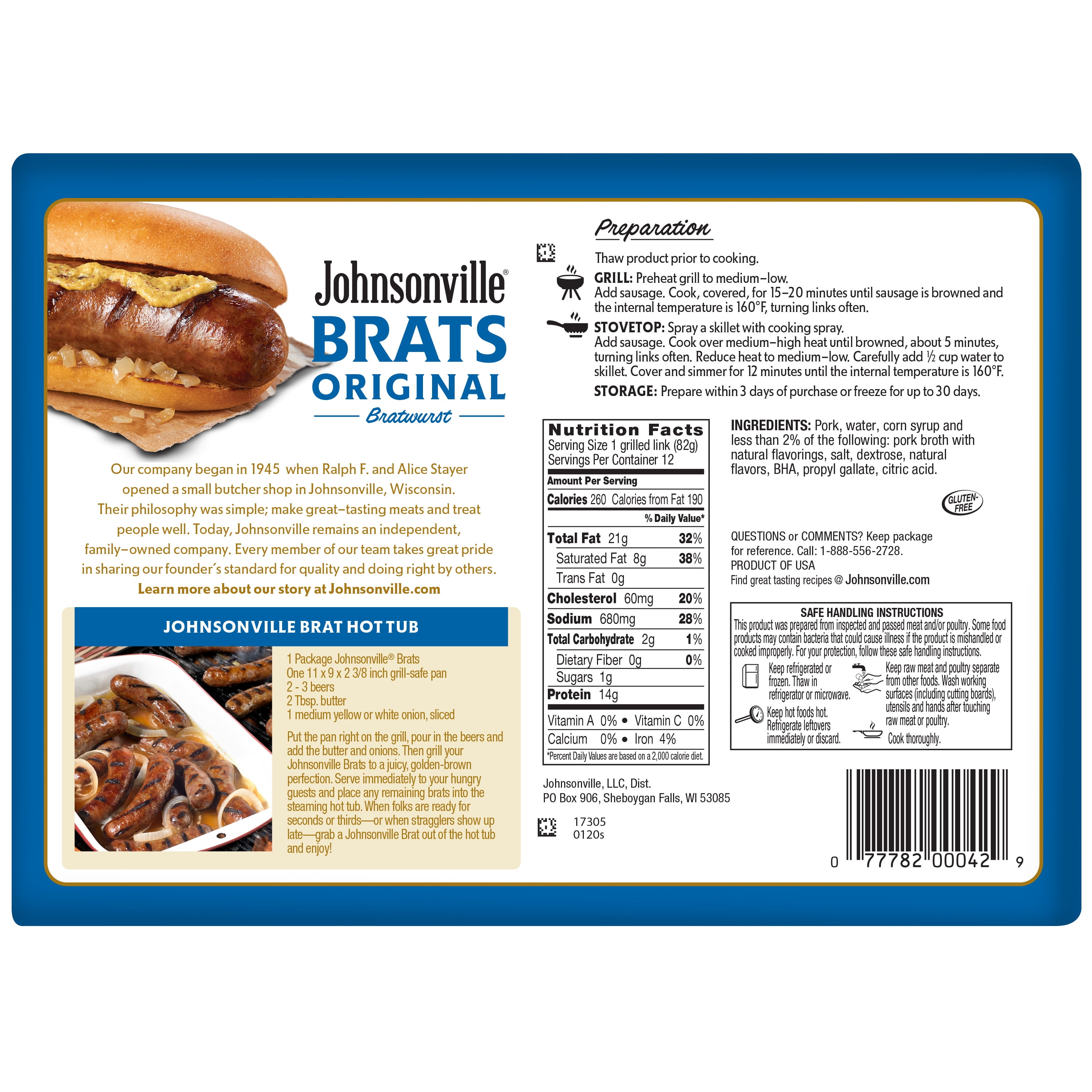 Johnsonville Brats Original Bratwurst Party Pack 12 Ea, Meat