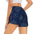 thumbnail image 3 of Bixox Women's Snowflake Dark Blue pattern 2 in 1 Running Shorts - Lightweight Athletic Workout Gym Yoga Shorts Liner with Pockets - Small, 3 of 7