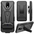 thumbnail image 4 of Cricket Vision 3 / Cricket Debut 4G / AT&T Calypso (U318AA) Belt Clip Holster Kickstand Shock Proof Phone Case with Tempered Glass Screen Protector - Black, 4 of 7