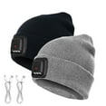 thumbnail image 2 of 2WIN2BUY Unisex Beanie Hat with Light Built in,LED USB Rechargeable Headlamp Beanie,Gifts for Dad Men Husband Winter Warm Knitted Cap,Black+Gray, 2 of 8