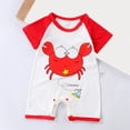 thumbnail image 2 of HCNTES Kids Children Boys Girls Unisex Short Sleeve One-Piece Romper Toddler Baby Soft Fleece Pajamas Nighty Loungewear for Spring Summer Wear(Red,6-12 Months), 2 of 4
