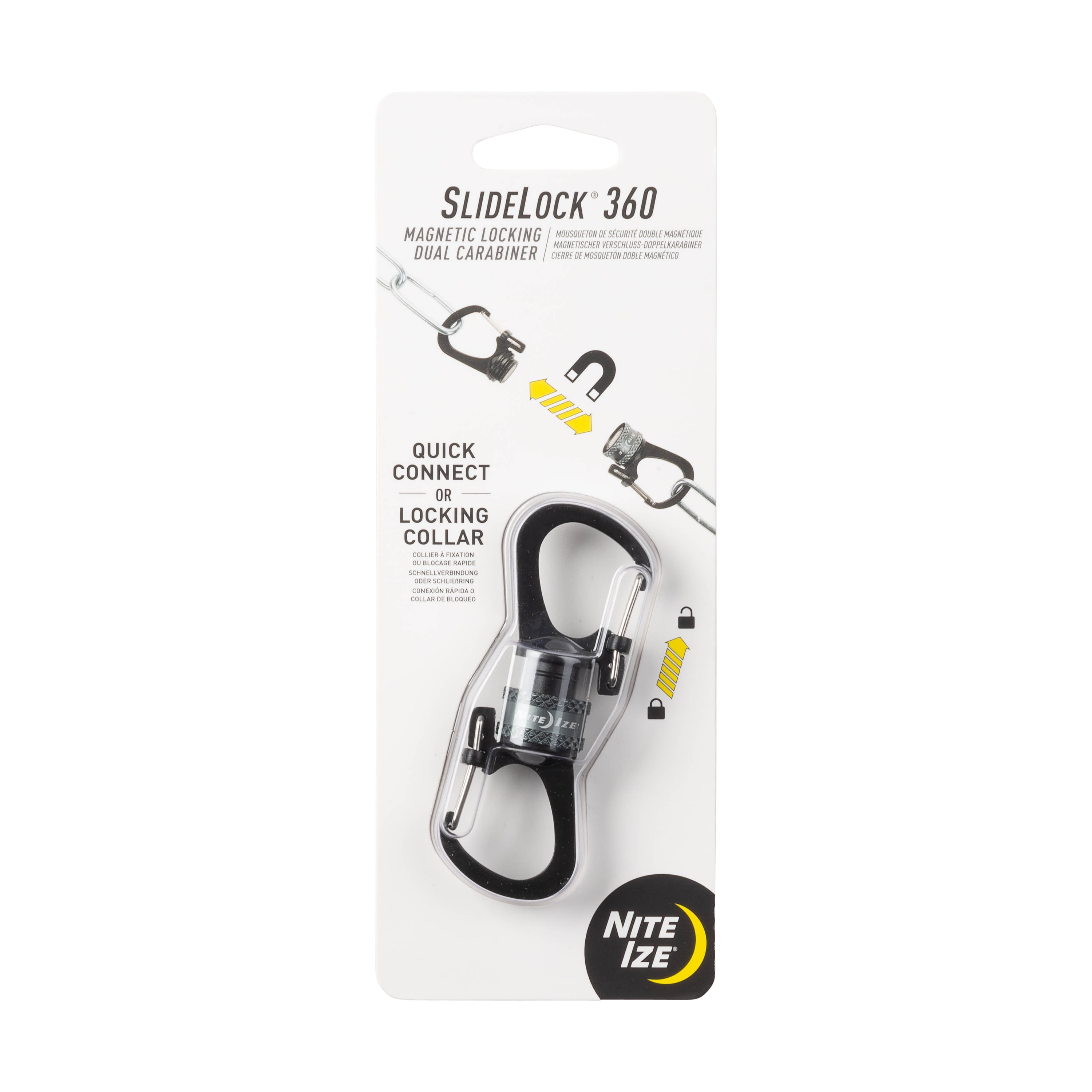 Nite Ize SlideLock 360 Magnetic Locking Dual Carabiner, Charcoal