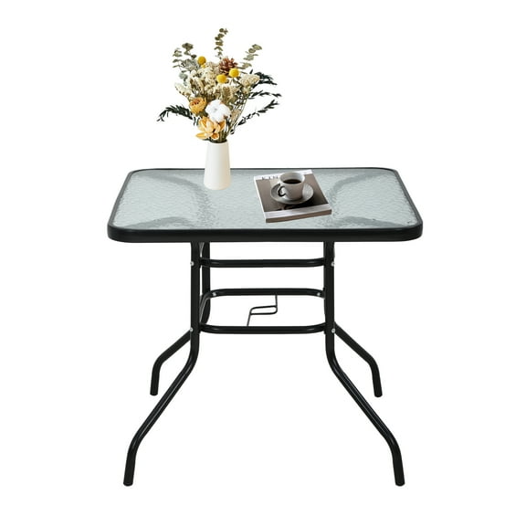 CL.HPAHKL 32” Metal Water-Resistant Outdoor Dining Table, Black