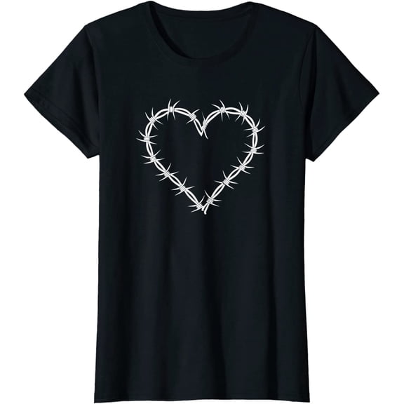 Barbed Wire Heart Grunge Punk Goth Gothic Egirl Aesthetic T-Shirt