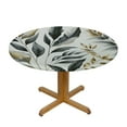 thumbnail image 3 of Nawypu Picnic Dining Kitchen Farmhouse Banana and Golden Palm Leaf Round Tablecloth White, 3 of 7
