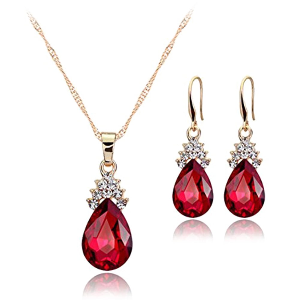 Red Triangle and Diamond Teen Fashion Mismatched Earrings
