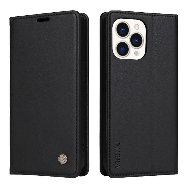 Funda para iPhone 14 Pro Max Estuche de Cuero PU Tipo Cartera con Ranuras para Tarjetas y Cierre Magnético