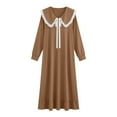 thumbnail image 4 of Antinious Women Solid Lapel Long Sleeve Sleepshirts Summer Loose Plus Size Long Nightgowns, 4 of 5