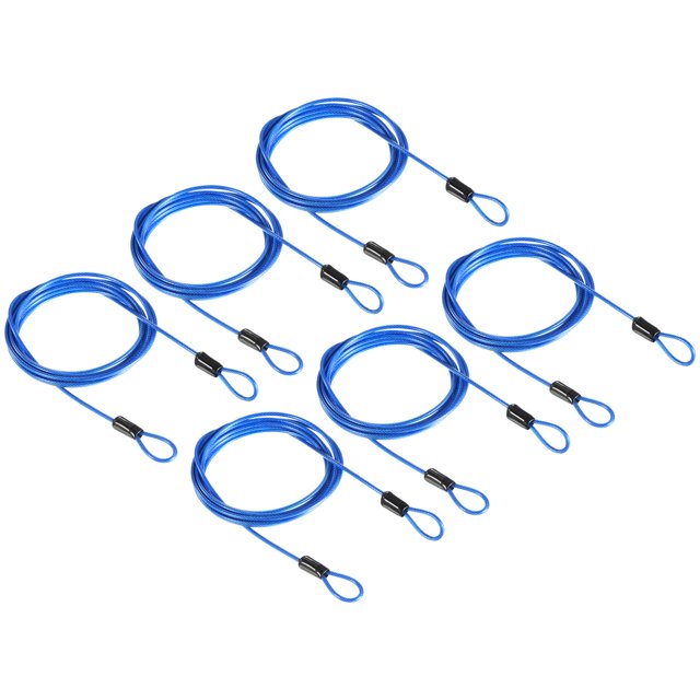 Uxcell Security Cable Coated Luggage Lock Wire Rope with Loop Clear Blue 6.5ft