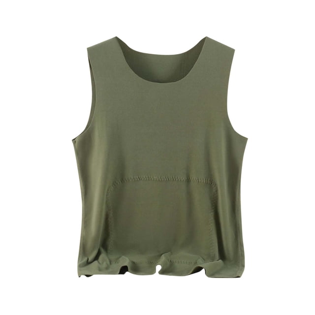 Lovzfmll Men's Seamless Thermal Undershirt with Back Protection, Thickened German Velvet Round Neck Sleeveless Tank for Cold Weather