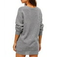 thumbnail image 5 of Female Elegance Knitted Dress Fashion Long Sleeves V-neck Mid Length Warm Dresses Autumn Winter Lady Solid Color Loose Gown Dress Gray L, 5 of 5