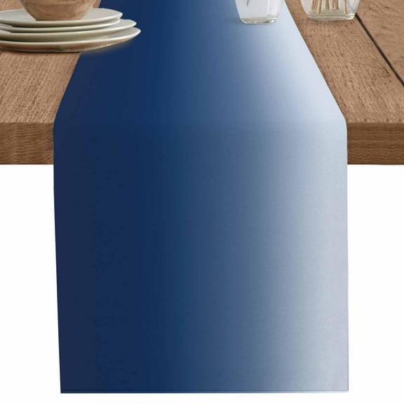 Gradient Navy Blue Summer Ocean Table Runner-70 Inch Long Abstract Modern Art Table Runners Linen Burlap Tablerunner for Kitchen Dining Room Holiday Party