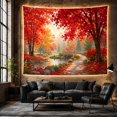 thumbnail image 6 of Autumn Woodland Pathway with Arch Bridge, Serene Rustic Scene for Nature Lovers, Forest Wall Art, Thanksgiving Gift, Tapestry Wall Hanging for Living Room and Bedroom, 6 of 7