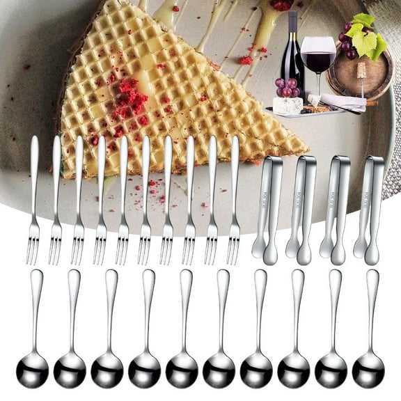 Stainless Steel Serving Utensils 24 Pcs, Charcuterie Board Accessories with Mini Tongs, Spoons, Forks for Parties and Events