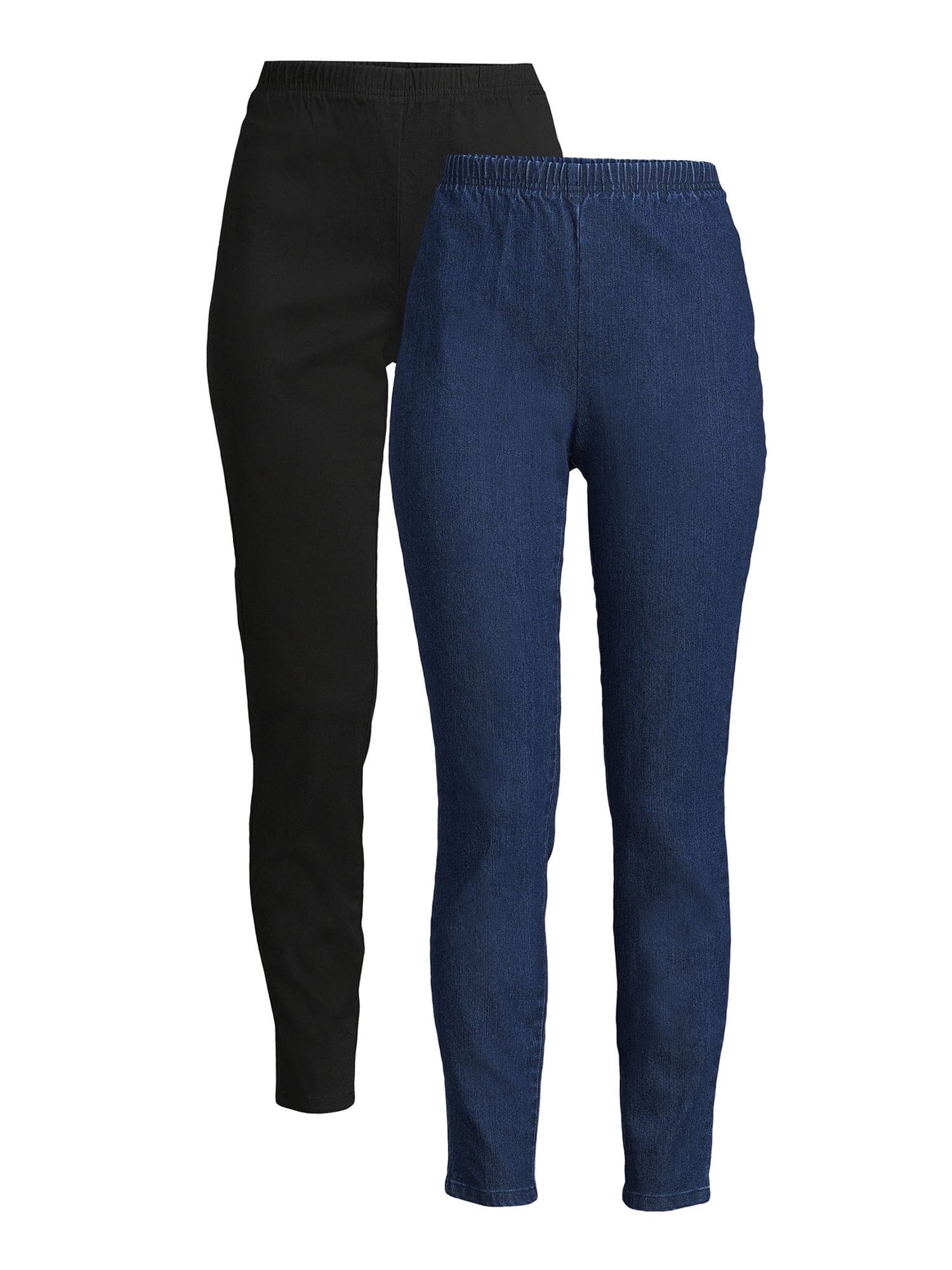 RealSize Womens Two-Pocket Stretch Pull-On Pants, also in Petite, 2 Pack
