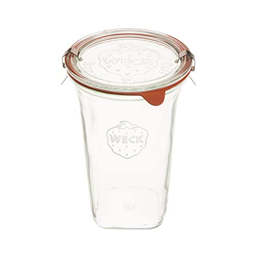 Weck Jars Large Quadro 769 | Jars Made of Transparent Glass | Eco-Friendly Canning Jar | Food Storage Containers with Airtight Lids | Made in Germany Rust-Proof & BPA-Free (Pack of 1)