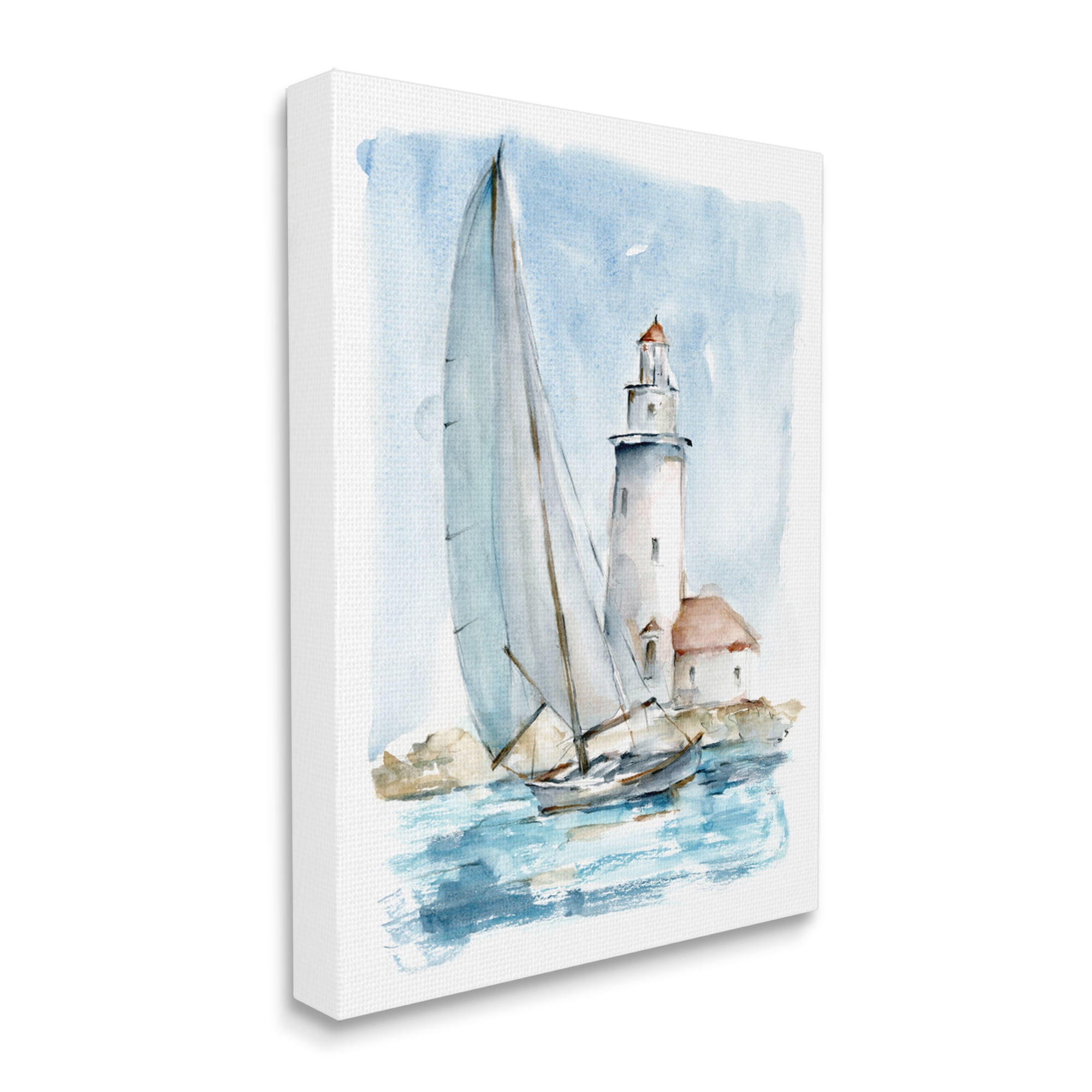 Stupell Industries Lighthouse Tower Beacon Sea Sail Boat Nautical Outdoors,36 x 48, Design by Ethan Harper